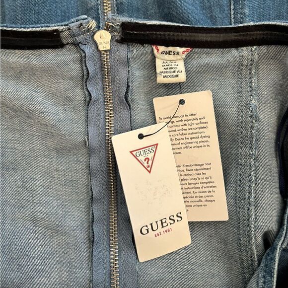 Guess Rosaleeah Chambray blue denim off the shoulder ruffle mini dress NWT - Picture 5 of 5